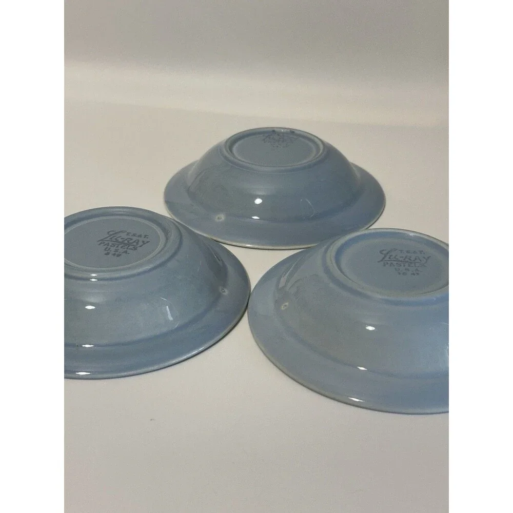 Set of 3 Vintage Lu-Ray Pastels 5.25” Dessert or Fruit Bowls Blue